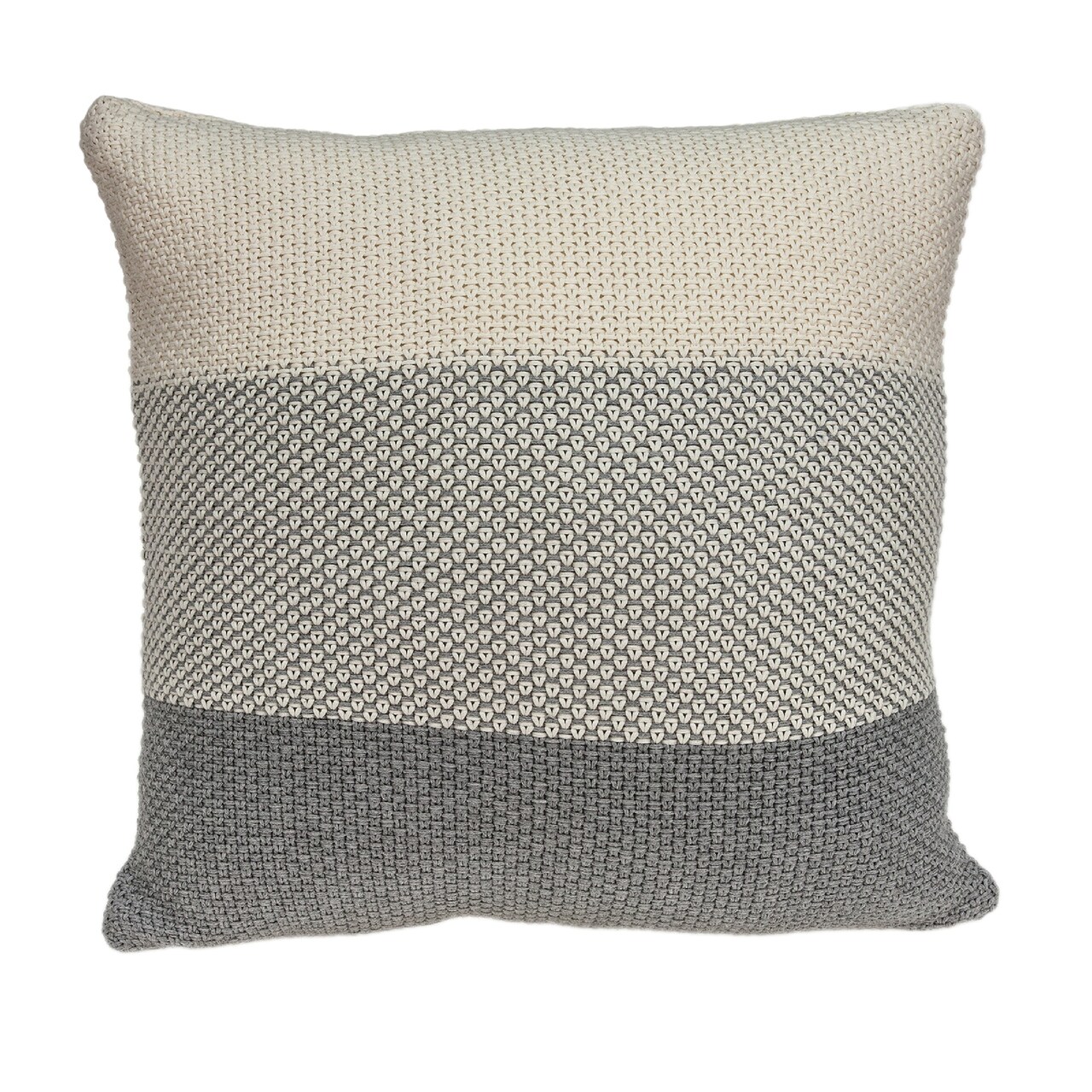 Nassau Collection 20” Fossil Gray and Tan Knitted Square Throw Pillow